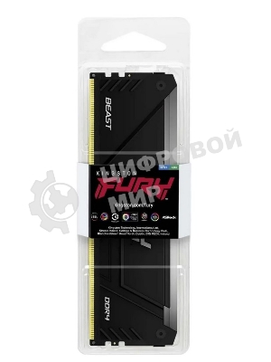 Оперативная память Kingston Fury Beast, DDR4, 16GB (1x16GB), 3600MHz, CL18, DIMM, с радиатором, RGB, черный