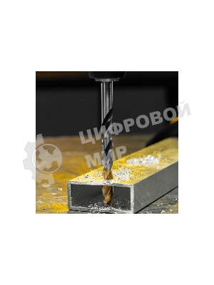 Сверло спиральное по металлу Denzel 10 x 133мм, Р6М5, Golden Tip, многогранная заточка