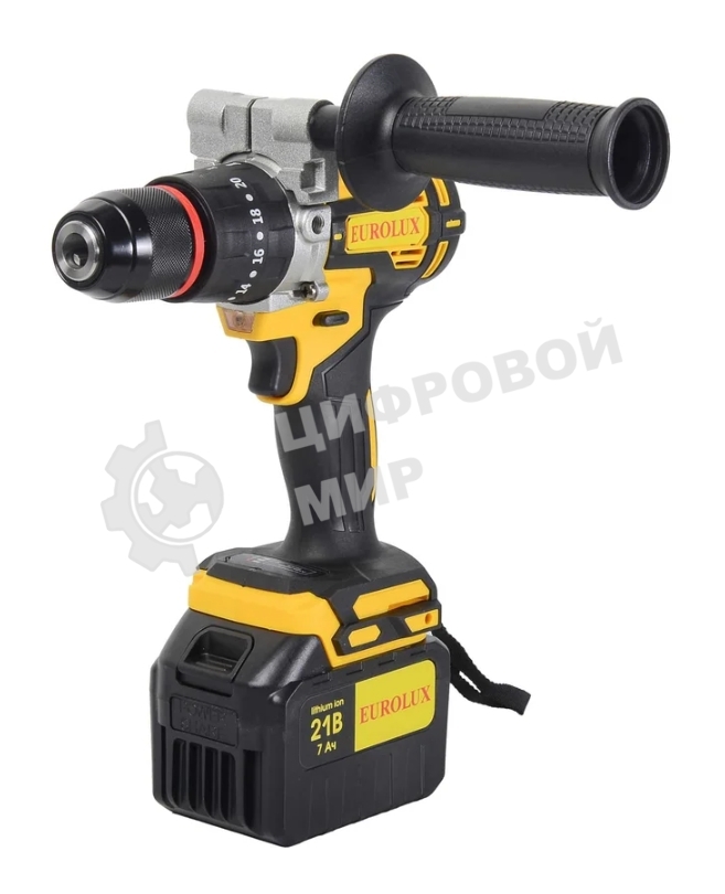 Дрель-шуруповерт Eurolux ДА-21/2Li, 20 В, 3 Ач, 55 Нм, бесщеточный