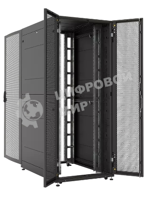 Шкаф серверный ПРОФ напольный 42U (800 1200) двери двойные перф. 2 шт., черный, в сборе