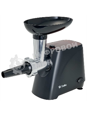 Мясорубка электрическая DELTA DL-6106M черный, 2000 Вт, 1.8 кг/мин, реверс, защита от перегрузки, насадки - 5