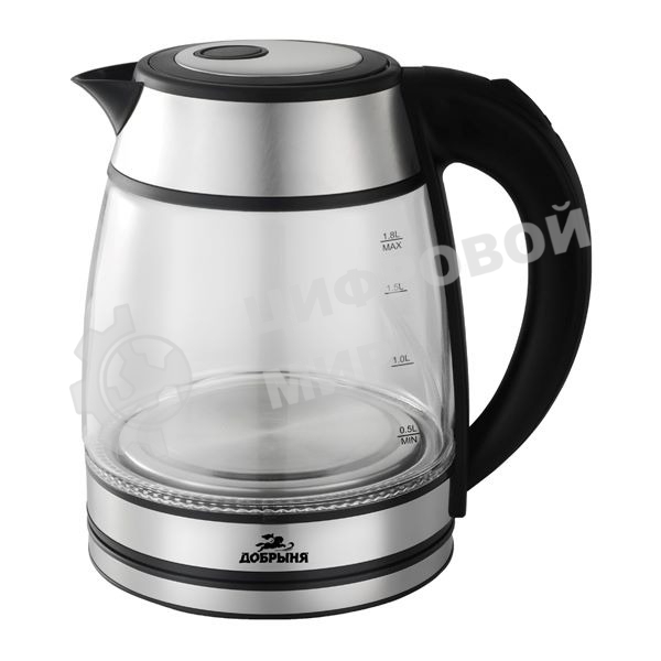 Чайник электрический Добрыня DO-1262 S серебро, 1.8 л, 1.8кВт