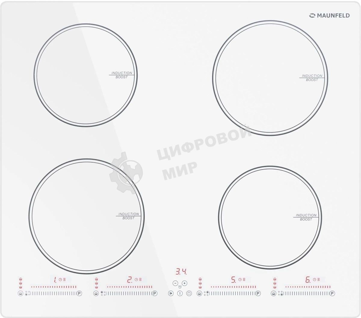 Индукционная варочная панель Maunfeld CVI594SWH, конфорок: 4 шт., стеклокерамика, независимая, белый