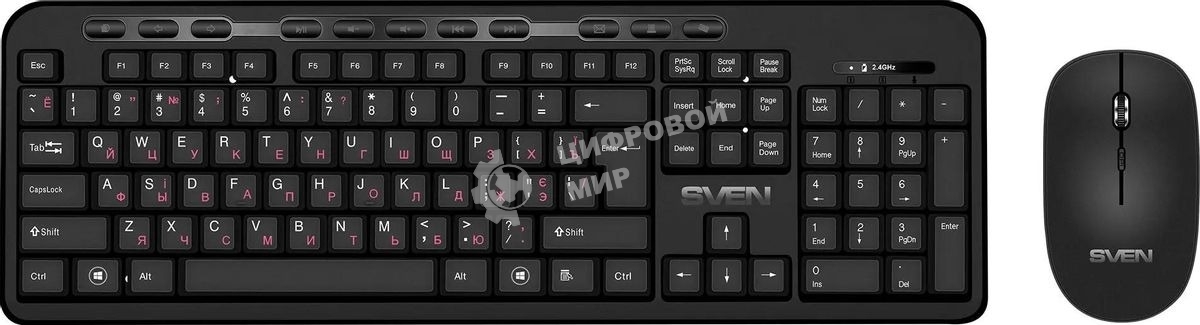 Комплект клавиатура + мышь SVEN KB-C3200W беспроводные клавиатура и мышь, черные