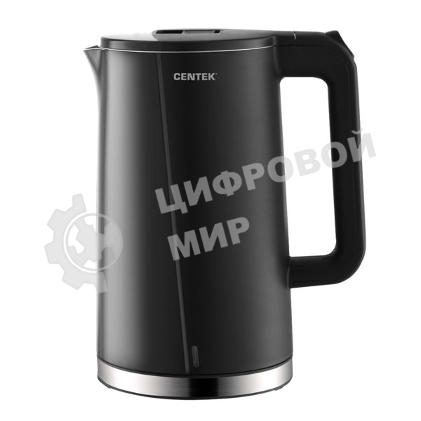 Чайник электрический Centek CT-0005 черный, 1.7 л, 2200 Вт, бесшовная колба, двойные стенки, эффект термоса