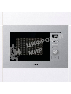 Встраиваемая микроволновая печь Gorenje BM201AG1X нержавеющая сталь, 20 л, 800 Вт, переключатели - поворотный механизм/кнопки