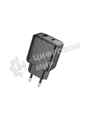 Сетевое зарядное устройство Hoco 30Вт, 3А, QC3.0/PD, 1хUSB, 1хType-C, CS23A, черный, коробка