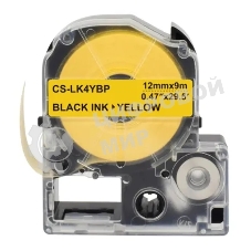Картридж ленточный Cactus CS-LK4YBP черный шрифт, желтый фон (12 мм, 9 м) для Epson LW300/LW400/LW700/LW600P/LW1000P/K400/Z700/Z900