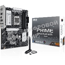 Материнская плата ASUS PRIME B840-PLUS WIFI, AM5, AMD B840, 4xDDR5, 4xSATA, 3xM.2, 1xPCIe 4.0 x16, 1xPCIe 3.0 x16, 2xPCIe 3.0 x16, 1xPCIe 3.0 x1, 1xDP, 1xHDMI, 1x 2.5Gb LAN, 8xUSB-A, 3x3.5 мм, 7.1, ATX