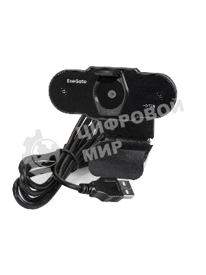 Веб-камера ExeGate BlackView C525 HD 1280x720, 30 кадр/с, USB Type-A, микрофон (шумоподавление), шторка приватности, универсальное крепление, штатив в комплекте