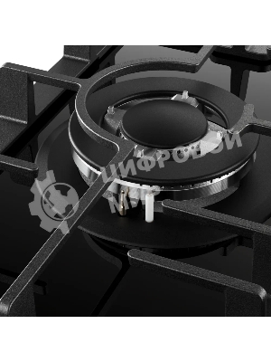 Варочная поверхность Kuppersberg FG 41 B, газ, High-Tech, 45 см, автоматический электроподжиг, газ-контроль, форсунки под сжиженый газ, SABAF конфорки, WOK конфорка, чугунные решетки, цвет черный, цвет фурнитуры черный
