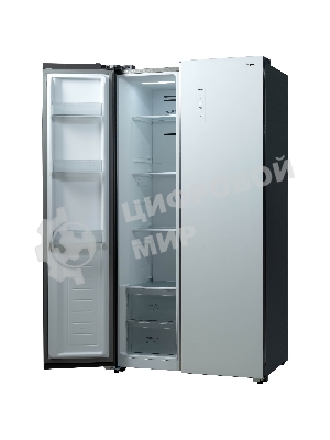 Холодильник Бирюса SBS 541 TWG текстурированное белое стекло двухкамерный 343/198 л морозилка слева, NoFrost, Side-by-side