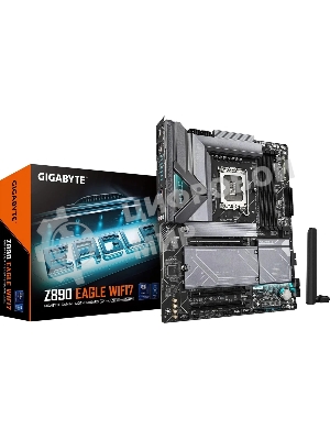 Материнская плата Gigabyte Z890 EAGLE WIFI7, LGA 1851, Intel Z890, 4xDDR5, 4xSATA, 4xM.2, 1xPCIe 5.0 x16, 2xPCIe 4.0 x4, 1xDP, 1xUSB Type-C, 1x2.5Gb LAN, 2xUSB-A 3.2 Gen 2, 3xUSB-A 3.2 Gen 1, 4xUSB 2.0, 3x3.5 мм, 7.1, ATX