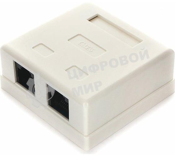 Розетка Cablexpert NA218 RJ-45 кат.6 внешняя 2 порта, 110&Krone