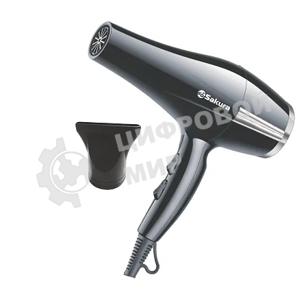 Фен SAKURA SA-4046BK черный/серебро, 1600 Вт