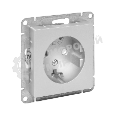 Механизм розетки EKF UP1-SOA-111 16А, с заземлением, со шторками, алюминий Эпика