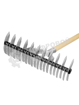 Грабли Palisad BASE двусторонние аэраторные, стальные, зубъя 11/21шт, 340 мм, деревянный черенок