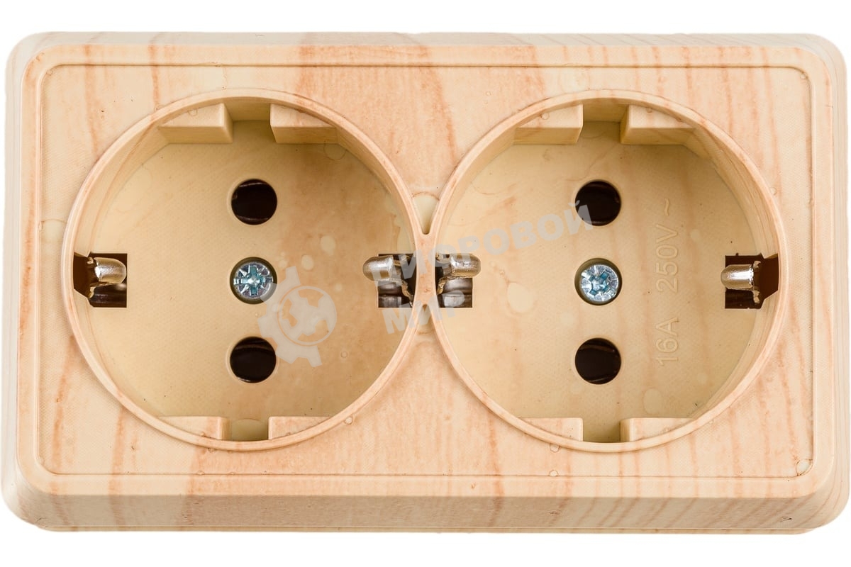 Розетка 2-м ОП Октава 16А РС22-3-ОС с заземл. сосна IEK ERO21-K03-16-DC