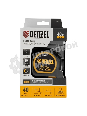 Лазерный дальномер с рулеткой Denzel LT-40, 5м x 19 мм, дальномер 40м, автомат. фиксация
