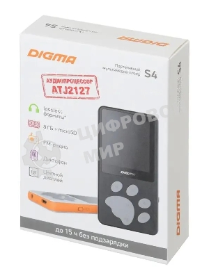 Плеер Hi-Fi Flash Digma S4 8Gb белый/оранжевый/1.8