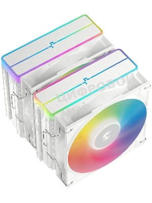 Кулер для процессора DEEPCOOL AG620 WH ARGb V2 LGA20XX/1700/1200/115X/AM5/AM4 (9шт/кор, TDP 260W, PWM, ARGb DUAL Fan 120мм, 6 тепл. трубок, белый) RET