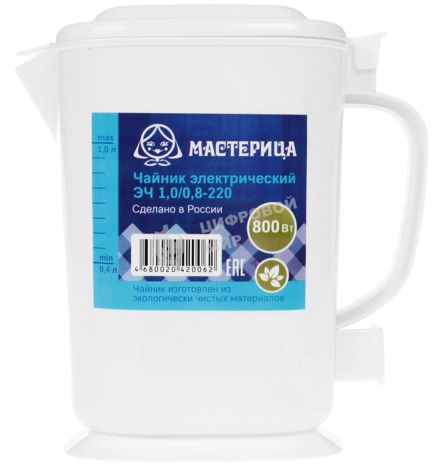 Чайник электрический Мастерица ЭЧ-1,0/0,8-220 1л, пластик, сиреневый прозрачный