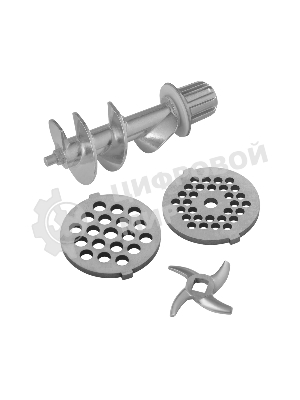 Мясорубка электрическая Maunfeld MF-221SS серый, 1800 Вт, 2.0 кг/мин, реверс, защита от перегрузки, насадки - 4