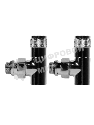 Набор дизайн-вентилей, PIANO, угловой (хром) 1/2