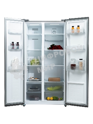 Холодильник Бирюса SBS 541 TWG текстурированное белое стекло двухкамерный 343/198 л морозилка слева, NoFrost, Side-by-side