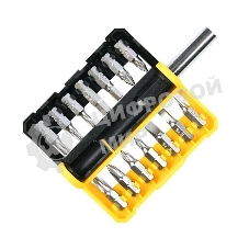 Набор бит 14 шт c держателем Deli DL251201 (SL4,SL5,SL6,PH0,PH1,PH2,PH3,T15,T20,T25,H5,H6,PZ1,PZ2), сталь S2, пласт.держатель