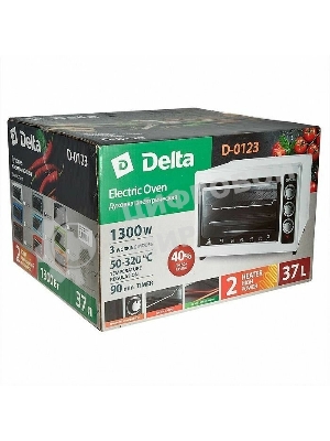 Мини-печь Delta D-0123 серая с тэном повыш. мощности,1300 Вт,37 л,2 нагреват. эл, с термостатом