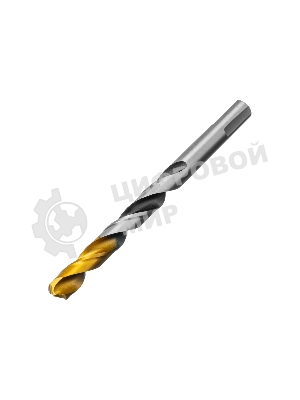 Сверло спиральное по металлу Denzel 10 x 133мм, Р6М5, Golden Tip, многогранная заточка