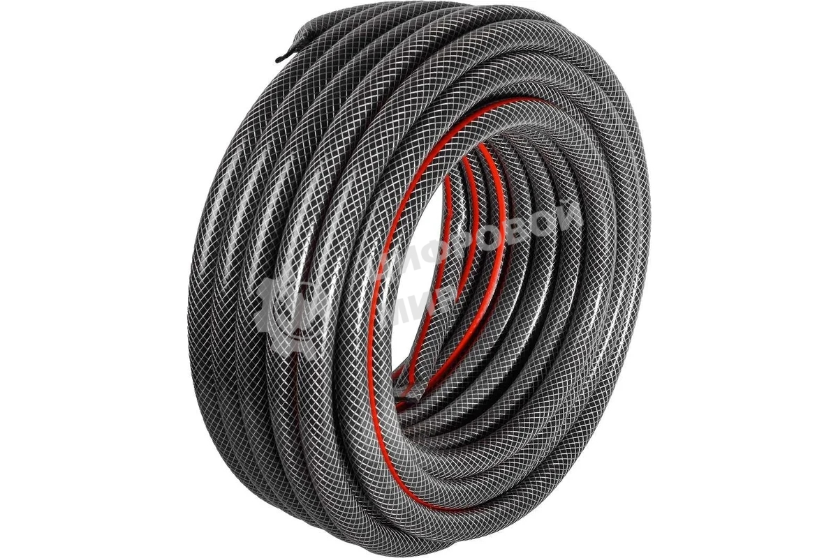 Шланг поливочный ПВХ усиленный премиум пищевой трехслойн. армир. 3/4 25м черный/красный Вихрь 73/7/2/7