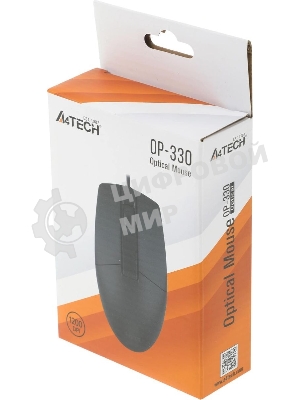 Мышь проводная A4Tech OP-330 черный, 1200 dpi, USB, кнопки - 3