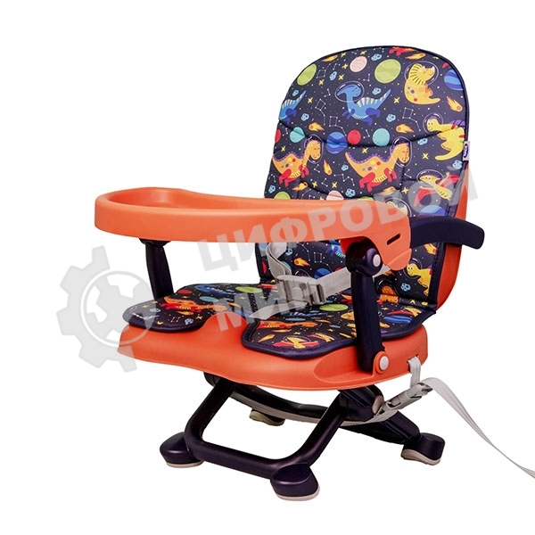 Стульчик для кормления BQ BCH012 Dinos. Стульчик-бустер BQ BCH012. Гипоалергенные безопасные материалы/Съемный чехол из экокожи. Удобный, устойчив к загрязнению и легко моется/Съемная столешница/Безопасность малыша: устойчивая конструкция, нескользящие ножки, надежная фиксация на стуле, разделитель для ног для дополнительной фиксации/4 уровня высоты/Благодаря своей компактности, легкой сборке и наплечной лямке его можно брать с собой на природу, в гости или путешествие