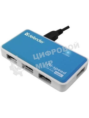 Концентратор USB Defender Quadro Power, USB, адаптер/через USB, блок питания