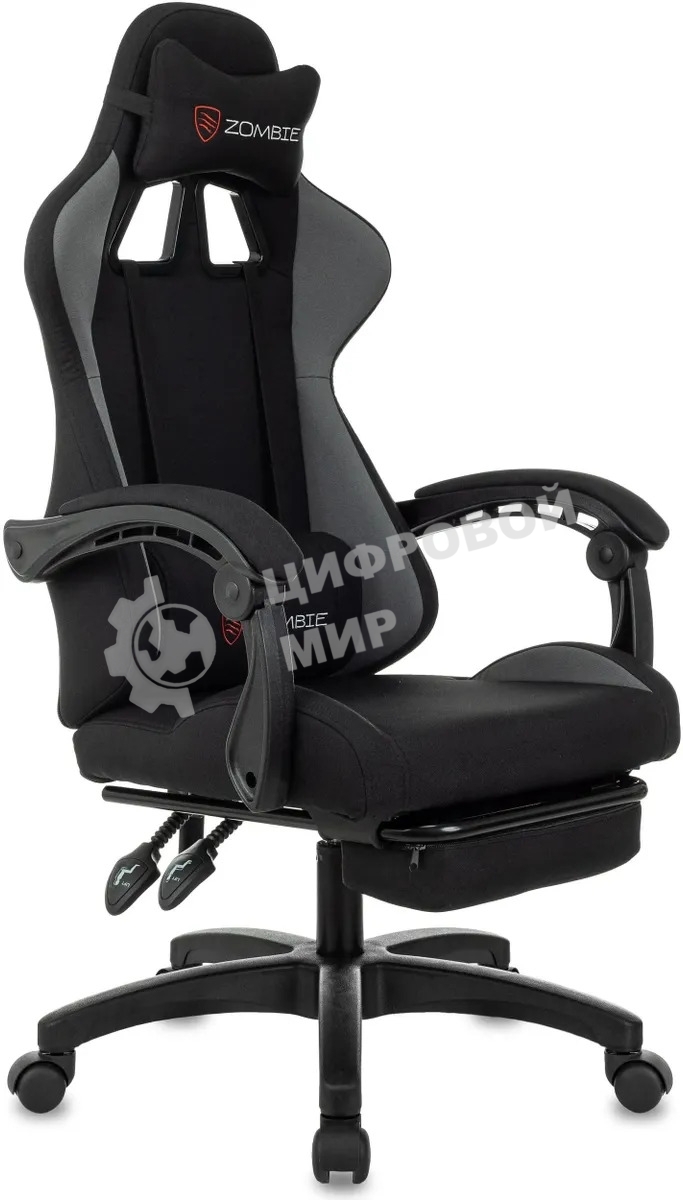 Кресло Zombie Shadow черный/серый, ткань, подставка для ног