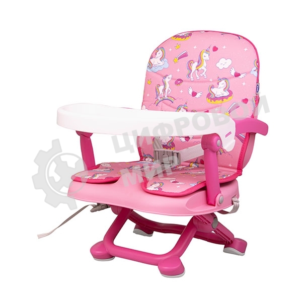 Стульчик для кормления BQ BCH012 Unicorns. Стульчик-бустер BQ BCH012. Гипоалергенные безопасные материалы/Съемный чехол из экокожи. Удобный, устойчив к загрязнению и легко моется/Съемная столешница/Безопасность малыша: устойчивая конструкция, нескользящие ножки, надежная фиксация на стуле, разделитель для ног для дополнительной фиксации/4 уровня высоты/Благодаря своей компактности, легкой сборке и наплечной лямке его можно брать с собой на природу, в гости или путешествие