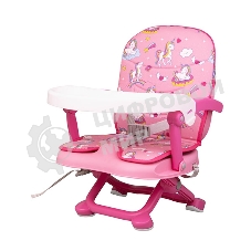 Стульчик для кормления BQ BCH012 Unicorns. Стульчик-бустер BQ BCH012. Гипоалергенные безопасные материалы/Съемный чехол из экокожи. Удобный, устойчив к загрязнению и легко моется/Съемная столешница/Безопасность малыша: устойчивая конструкция, нескользящие ножки, надежная фиксация на стуле, разделитель для ног для дополнительной фиксации/4 уровня высоты/Благодаря своей компактности, легкой сборке и наплечной лямке его можно брать с собой на природу, в гости или путешествие