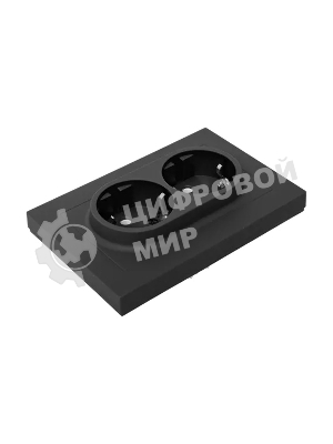 Розетка 2-м EKF UP1-SOB-210 СП Эпика 16А с заземл. без защ. шторок с рамкой механизм черный