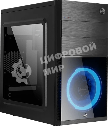 Компьютерный корпус Aerocool/Formula Cs-105 Blue (mATX, без БП, 1x USB3.0, 1x USB2.0, 1x 12cm blue LED front fan)