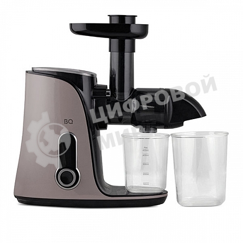 Соковыжималка BQ J2001 чёрный/серебристый, шнековая горизонтальная, 150 Вт, 450 мл, электронное, реверс