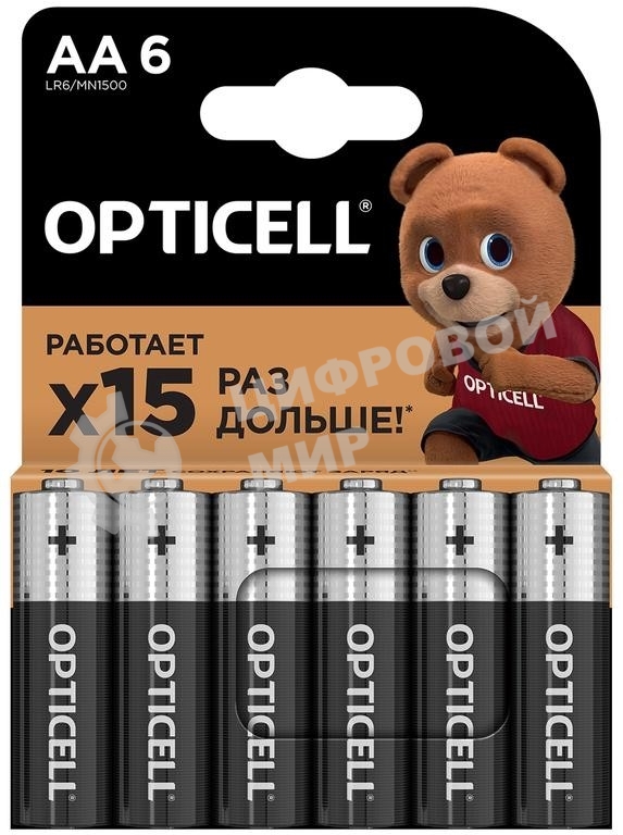 Элемент питания алкалиновый AA/LR6 (блист. 6шт) Basic Opticell 5051006
