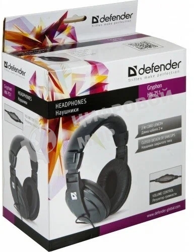 Наушники проводные Defender Gryphon HN-751 черный, накладные, 2 x Jack 3.5 мм