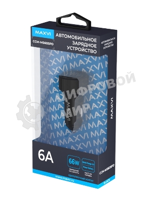 Автомобильное зарядное устройство Maxvi CCM-MS605PD 66W 6A (2xType-C, QC3.0 PD3.0) черный