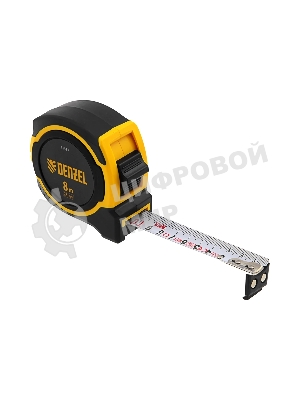 Рулетка Denzel 8м х 25мм, двухкомп. корпус, магнитный обрезиненный зацеп
