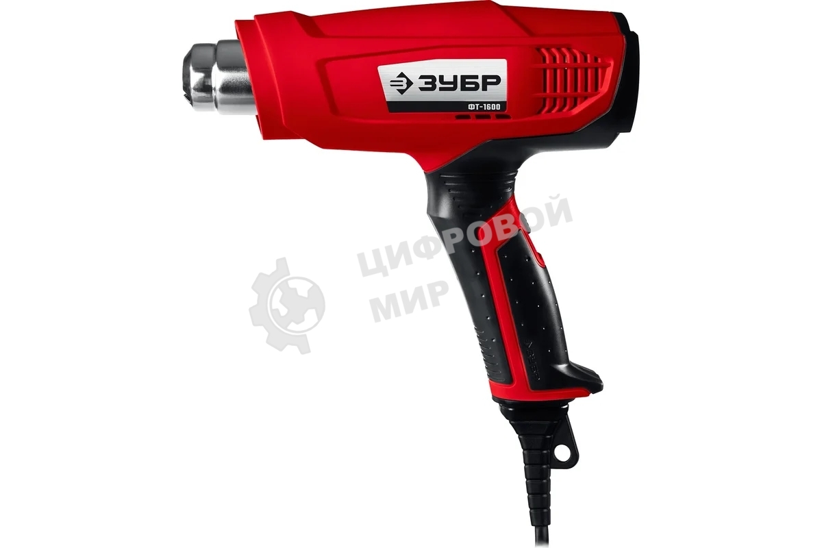 Фен технический Зубр ФТ-1600мастер. слюдяной изолятор насадки 2 режима 350град/350л/мин