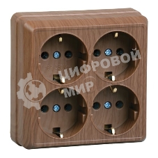 Розетка IEK ERO41-K04-16-DC РС24-3-ОД 4местн. с з/к 16А откр.уст. ОКТАВА (дуб)