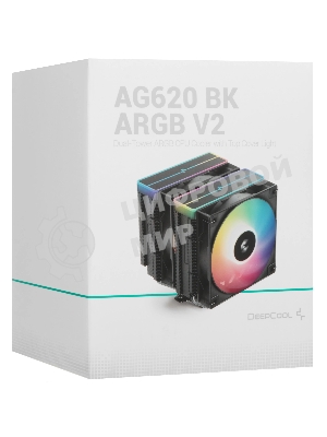 Кулер для процессора DEEPCOOL AG620 BK ARGB V2 черный 120мм алюминий+медь 1850rpm 29.4db 4-pin 260W 157мм