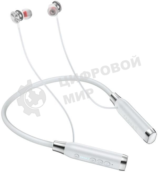 Беспроводные наушники HOCO ES62 Pretty серебристый, внутриканальные (с шейным ободом), Bluetooth